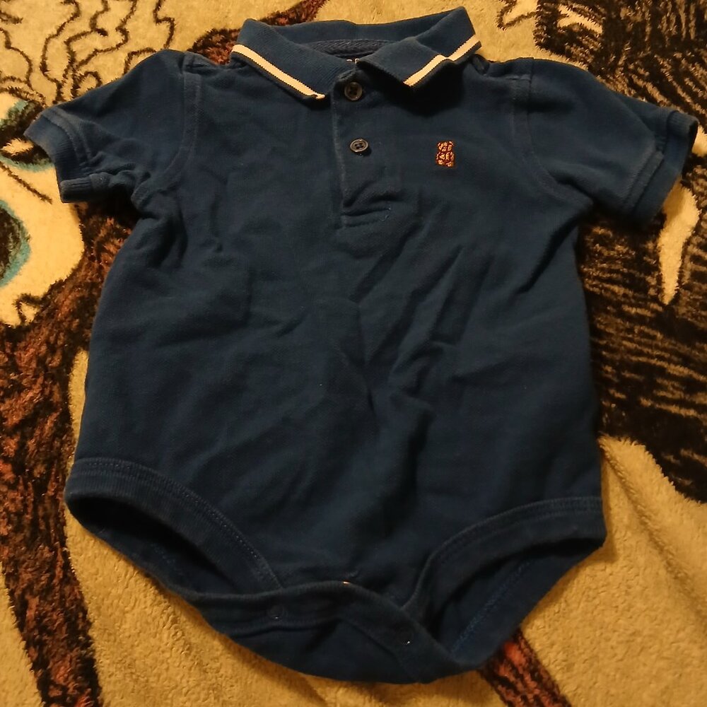 George Infant 3 - 6 Months Navy Blue Teddy Bear Short Sleeve Onesie